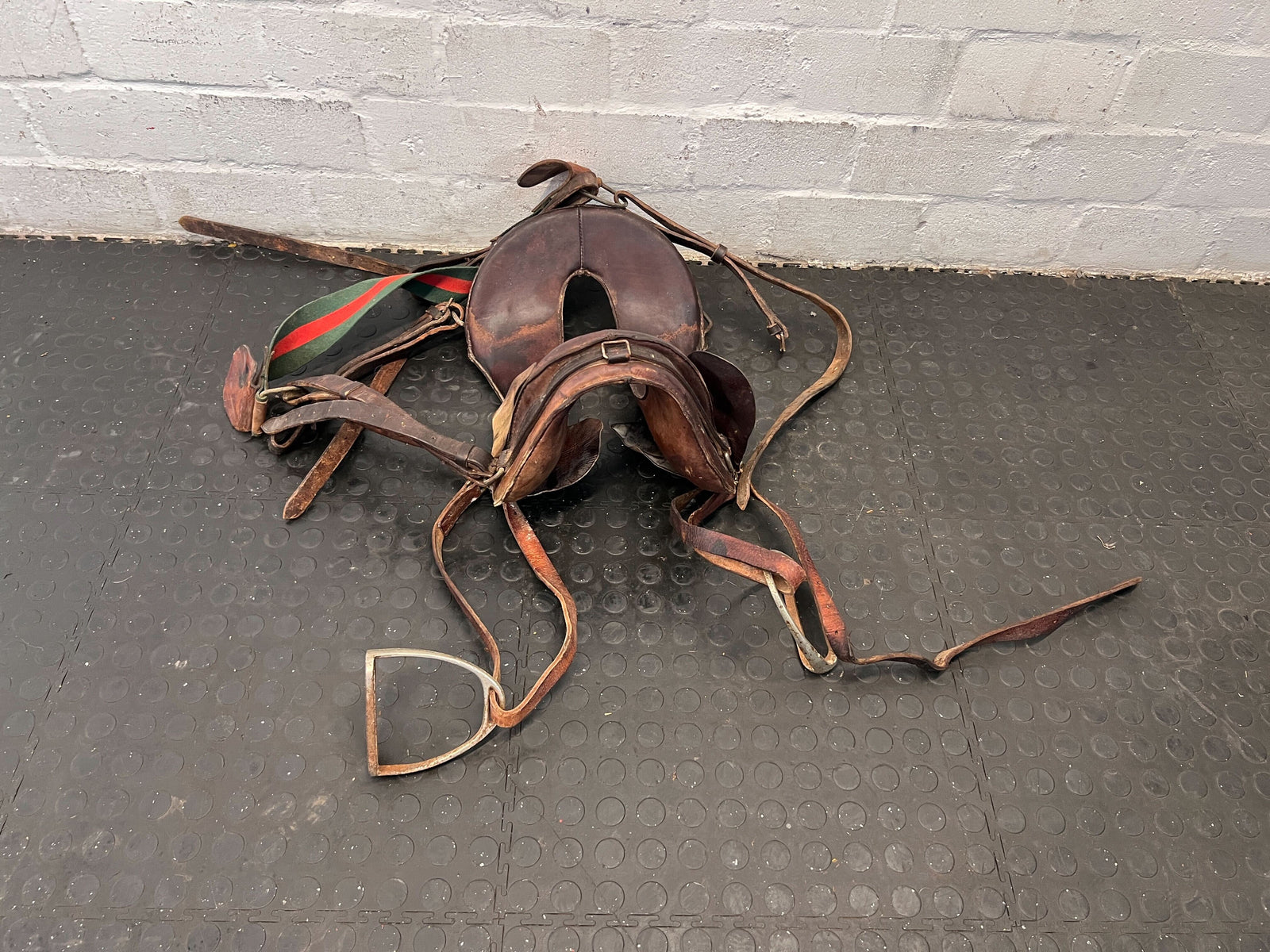 Decorative Vintage Leather Saddle with Straps