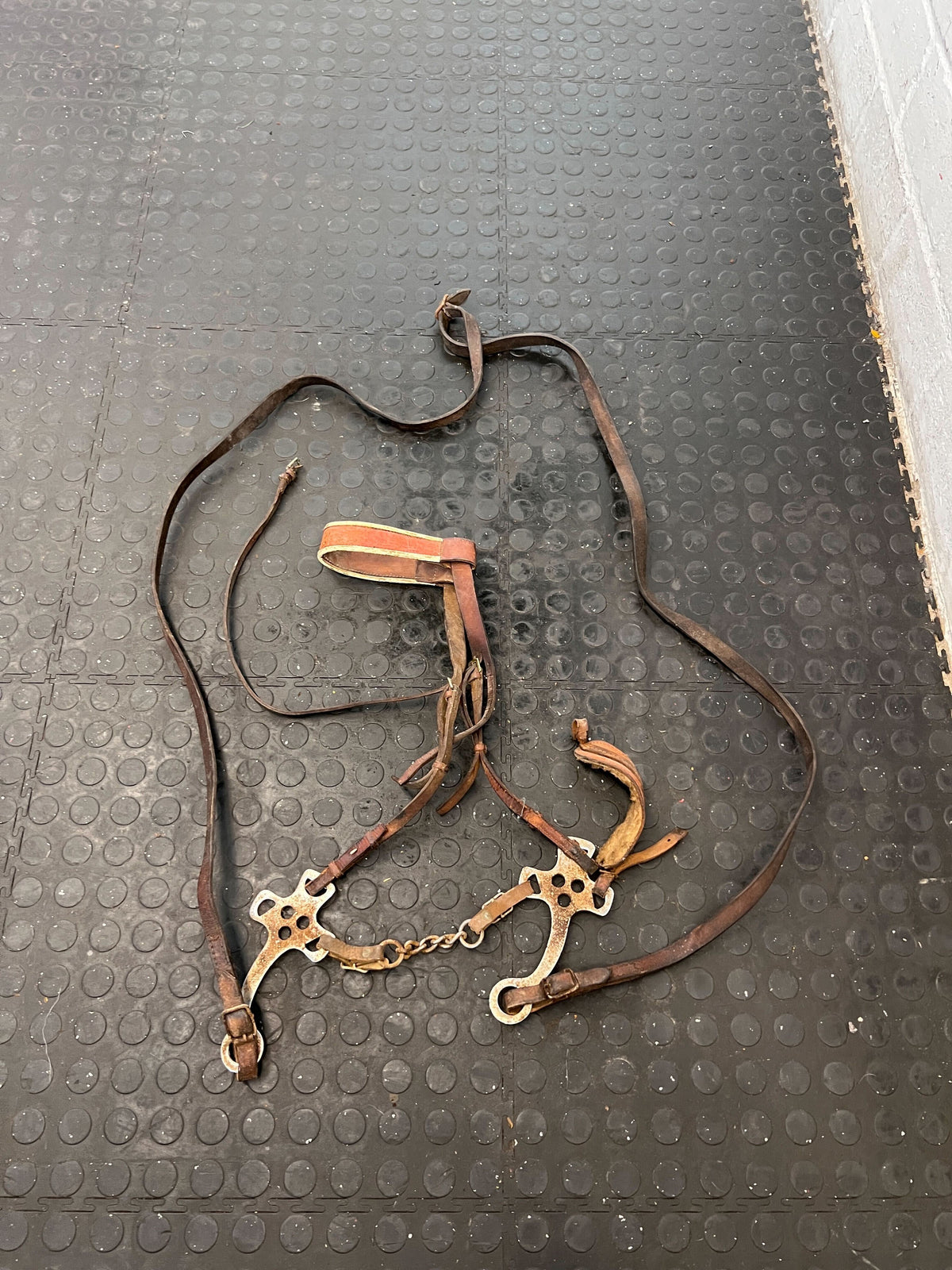 Vintage Leather Horse Bridle with Metal Hardware – Rustic Charm - 2ndhandwarehouse.com