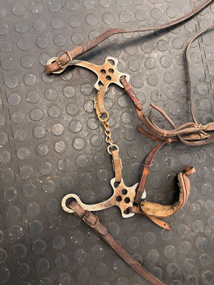 Vintage Leather Horse Bridle with Metal Hardware – Rustic Charm - 2ndhandwarehouse.com