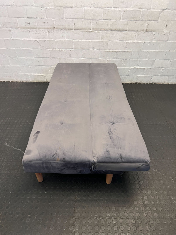 Elegant Grey Velvet Couch with Unique Button Tufting - Minor Wear ...