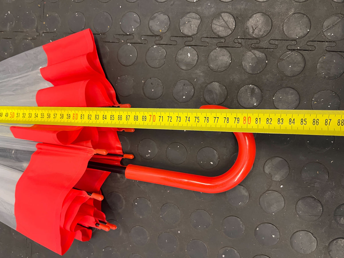 Clear Dome Red Trimmed Umbrella - Stylish & Functional - REDUCED - 2ndhandwarehouse.com