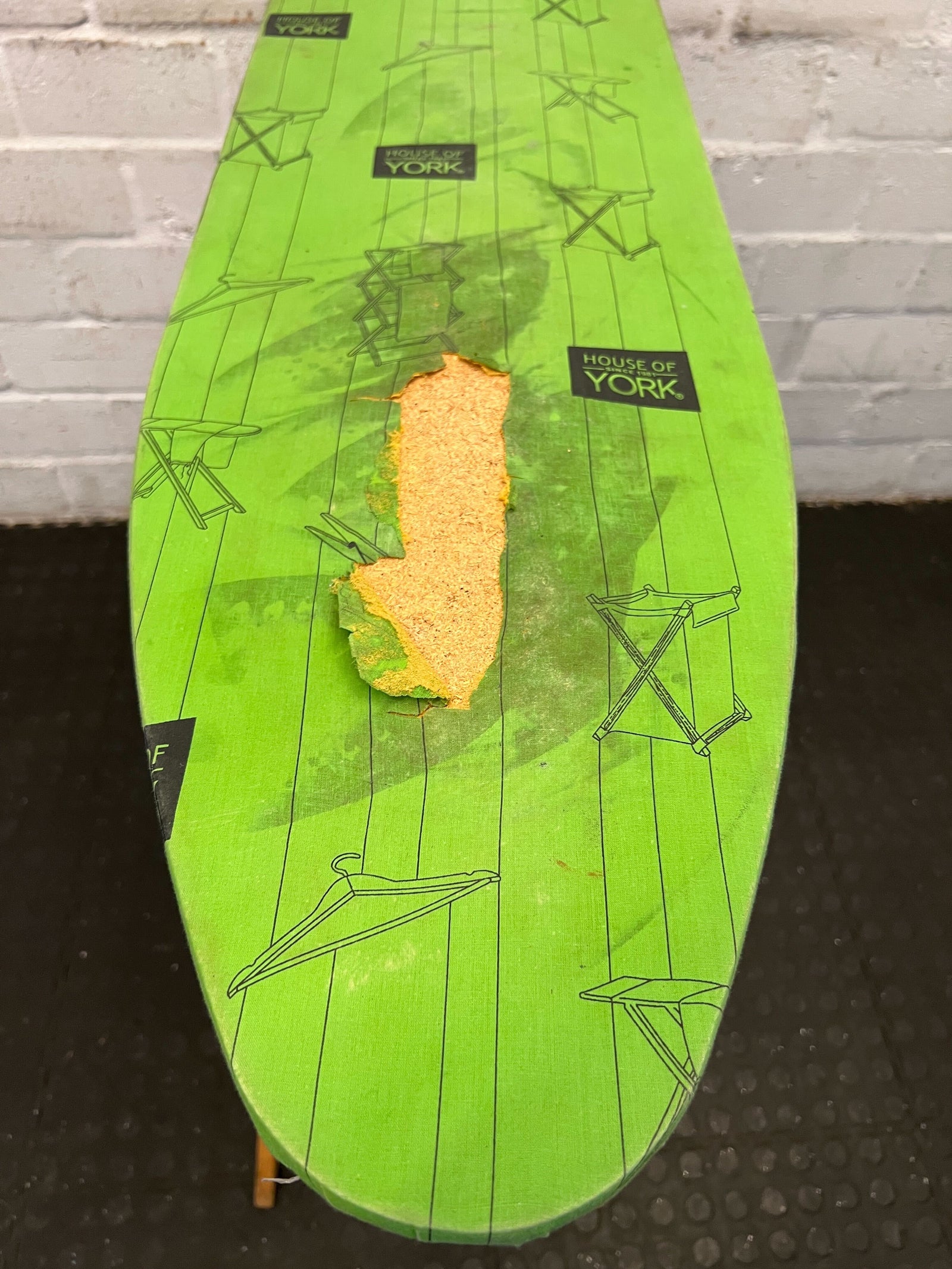Vintage Green Ironing Board with Wooden Frame - Functional & Eco-Friendly