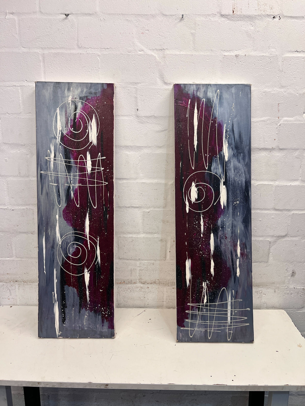 Abstract Wall Art - Vibrant Mixed Media, 90x45cm, Unique Design - 2ndhandwarehouse.com