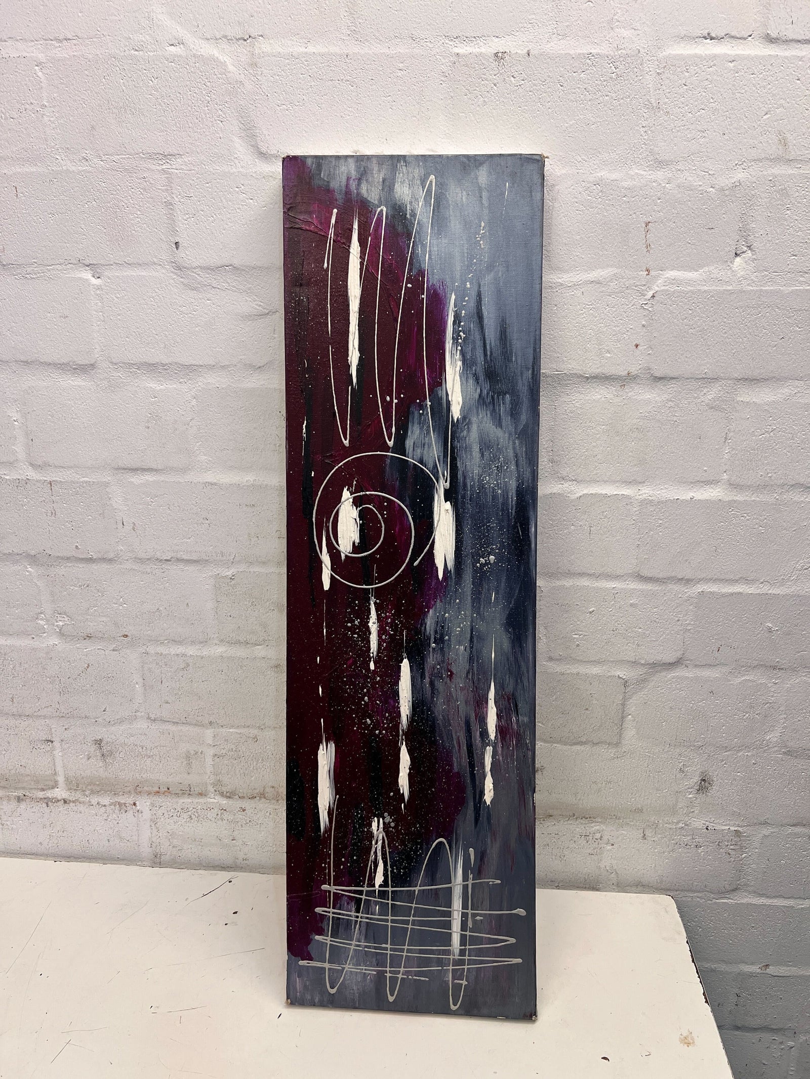 Abstract Wall Art - Vibrant Mixed Media, 90x45cm, Unique Design