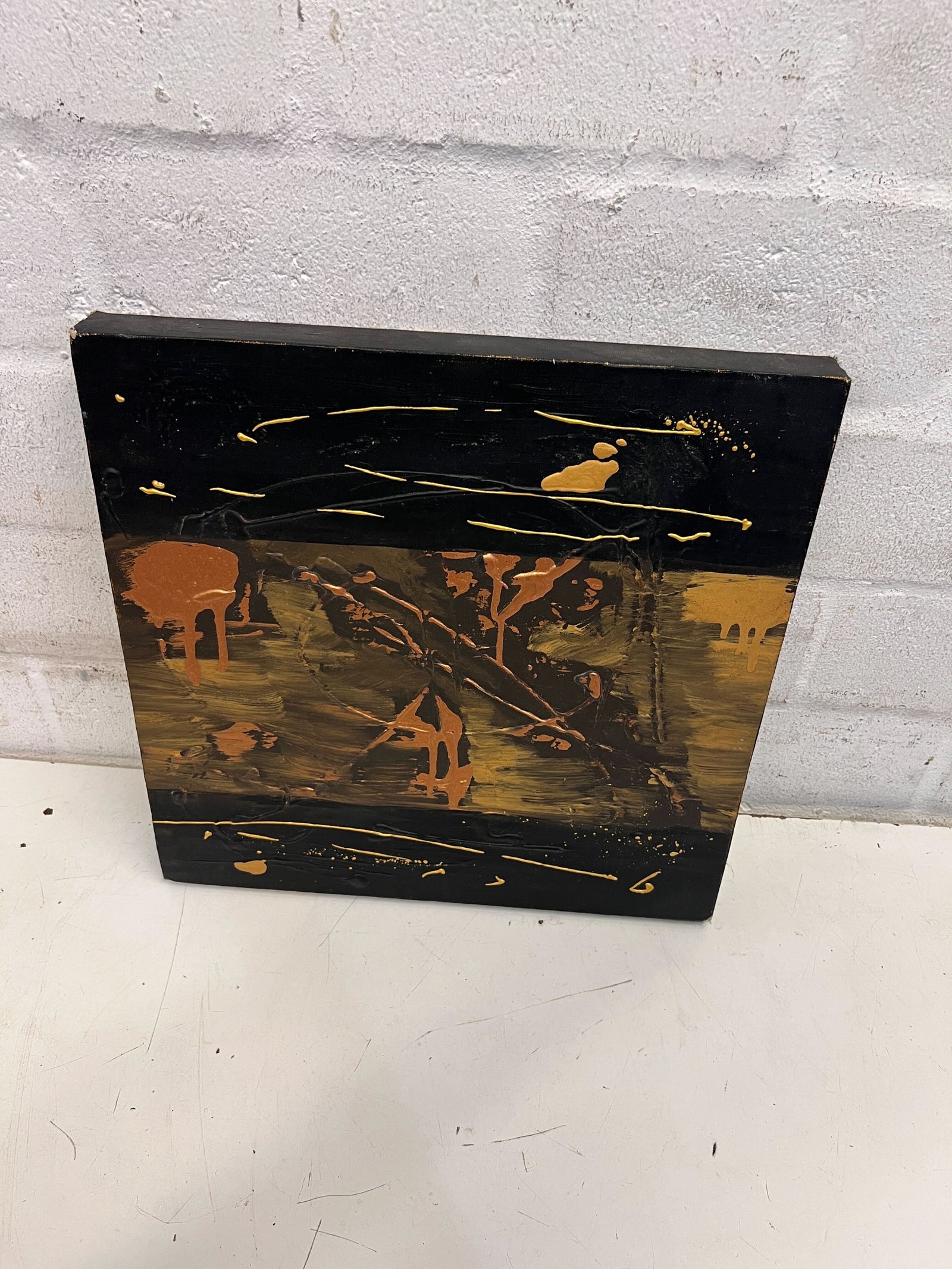 Abstract Canvas Artwork - Black & Gold Design, Contemporary Style