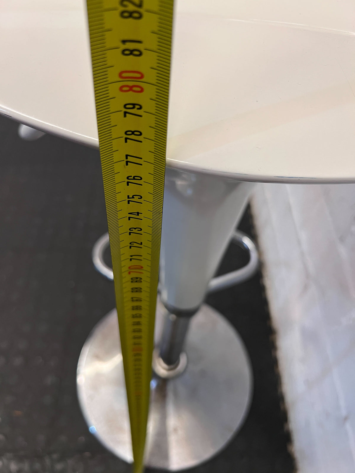 Modern White Bar Stool with Chrome Base - Minor Crack - CLEARANCE - PRICE DROP