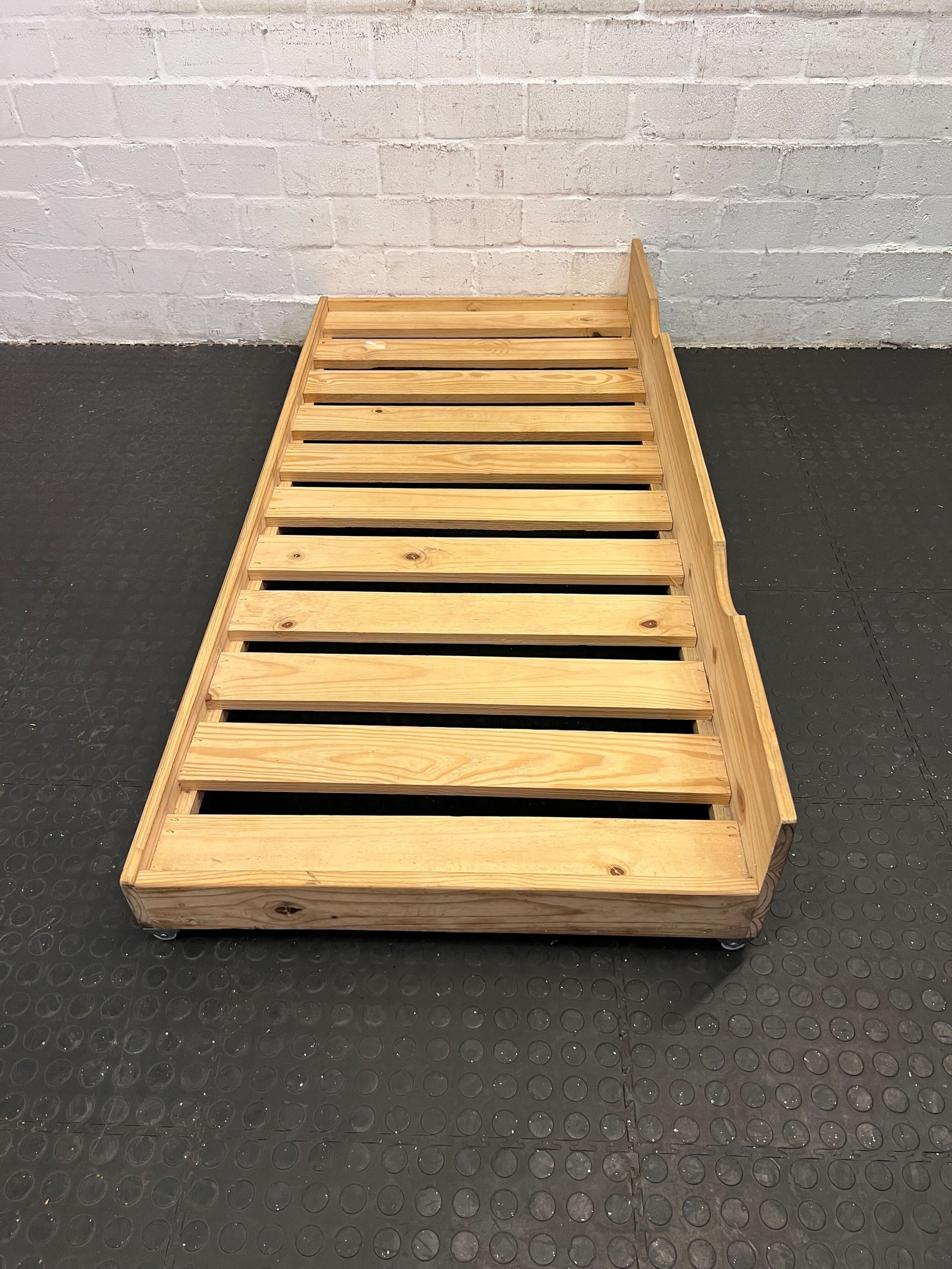 Stylish Wooden Kids Bed Frame with Wheels – Natural Pine Finish - REDUCED
