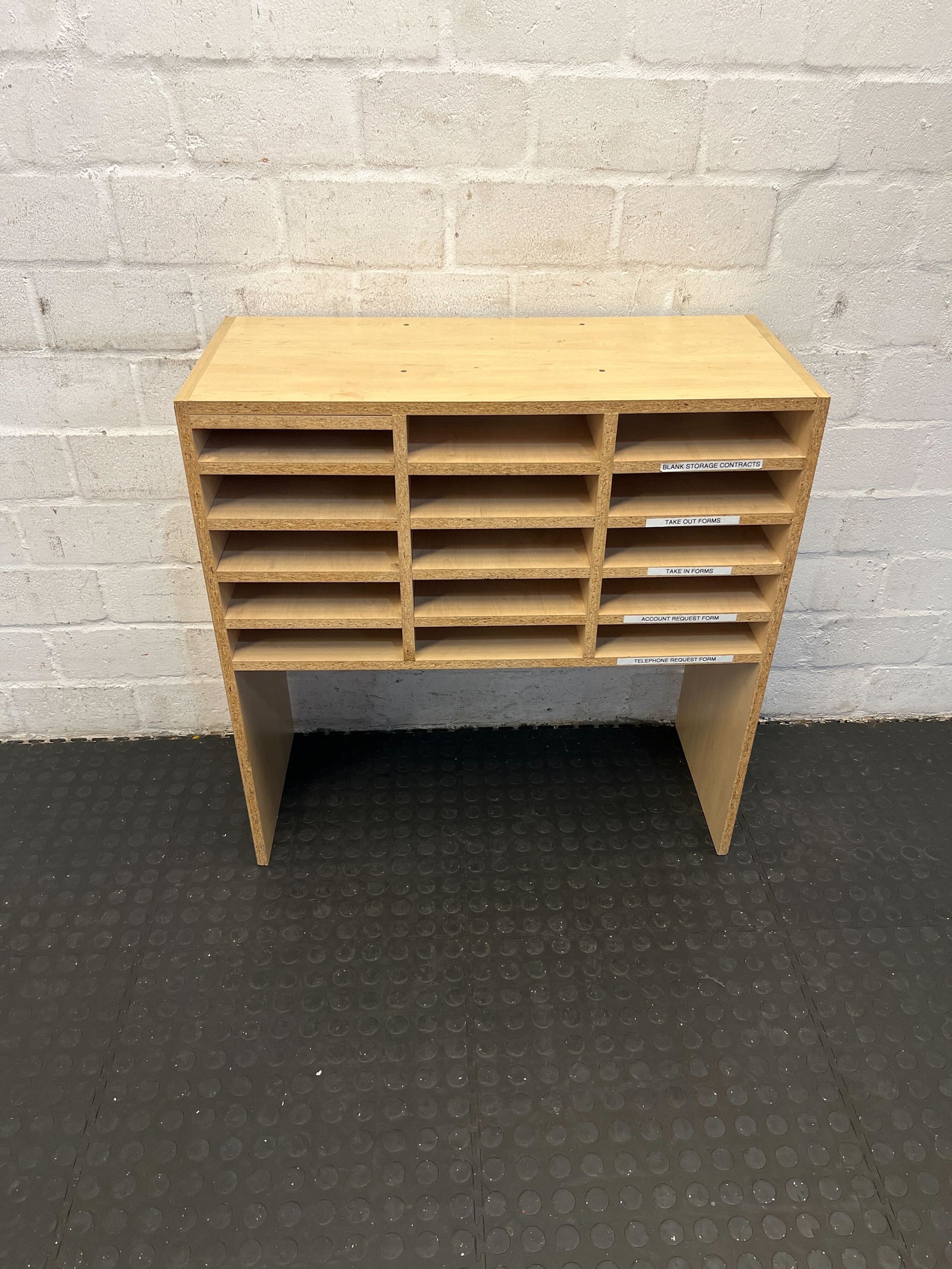Chic Wooden Desk Organizer with 12 Compartments, Light Maple Finish