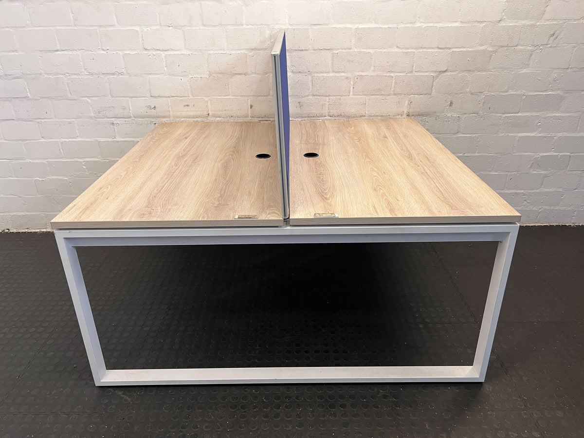 Modern White & Wood Split Office Desk - REDUCED
