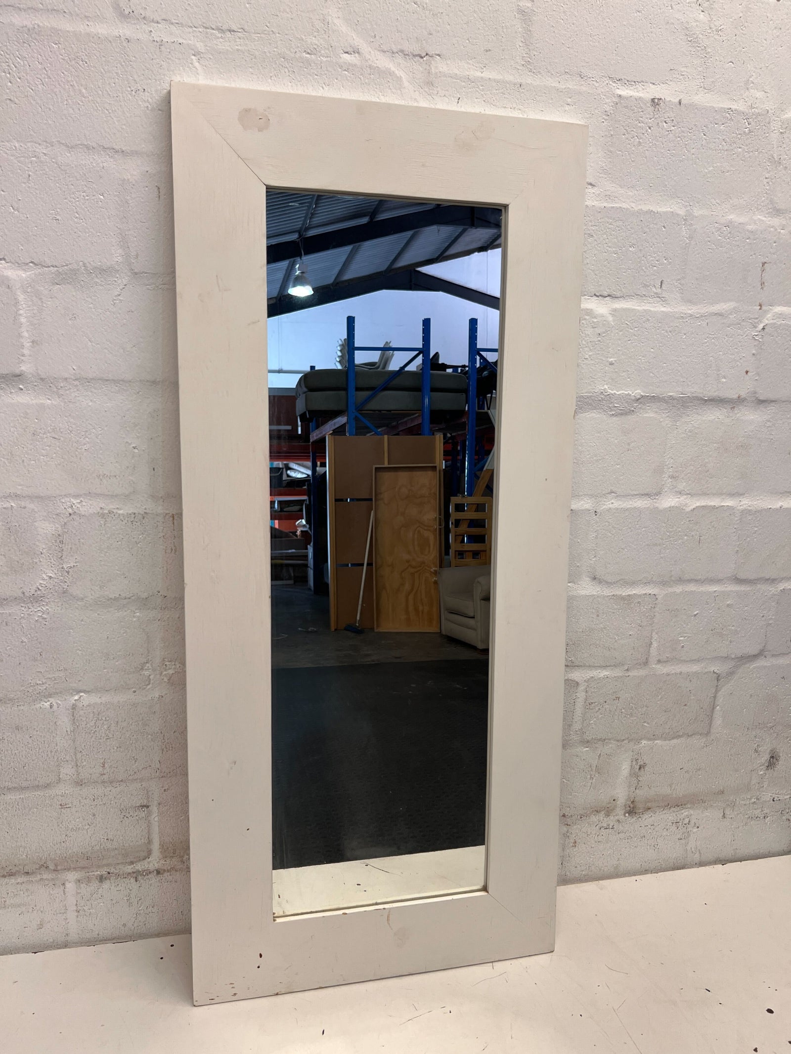 Elegant White Framed Wall Mirror - Minor Wear