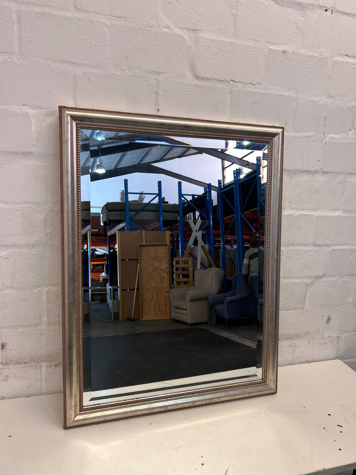Elegant Silver Framed Wall Mirror – Bevelled - 2ndhandwarehouse.com