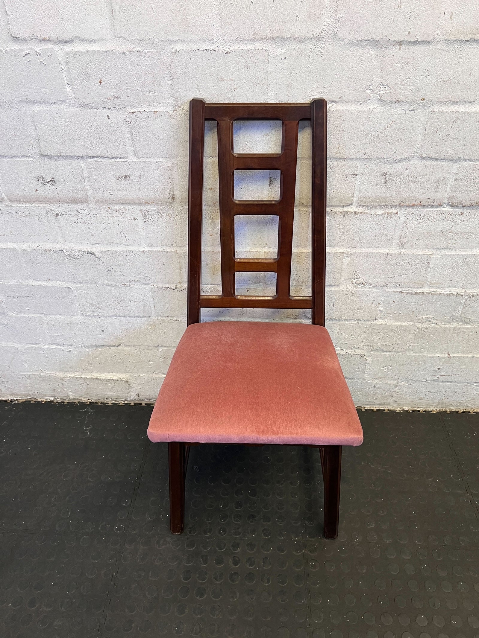 Elegant Wooden Dining Chair with Pink Upholstery - Minor Wear