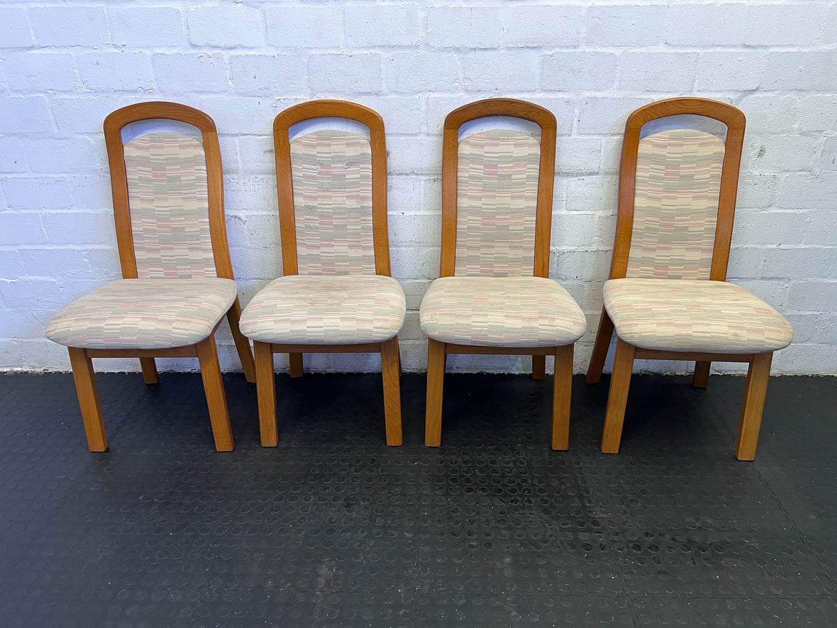 Cozy Wooden Dining Chair with Colorful Upholstery – Minor Wear - PRICE DROP - 2ndhandwarehouse.com