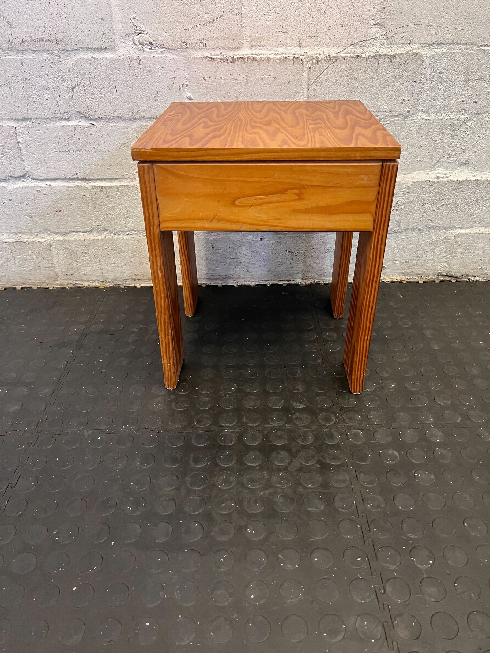 Vintage Pine Wood Side Table with Minor Wear