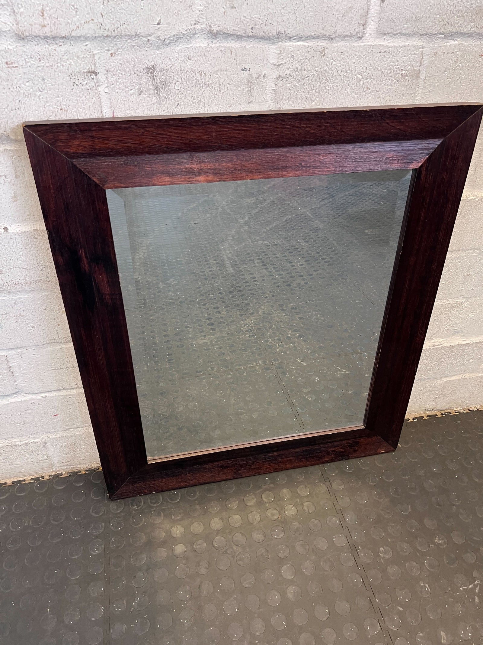 Elegant Dark Wood Framed Mirror with Minor Imperfections