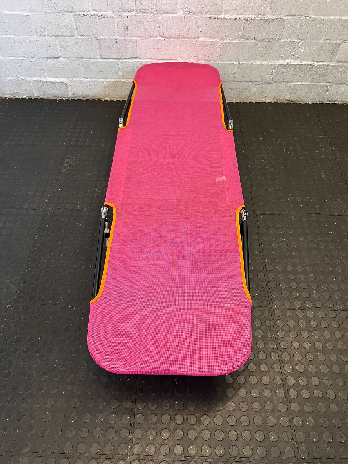 Vibrant Pink Portable Folding Lounge Chair with Minor Wear