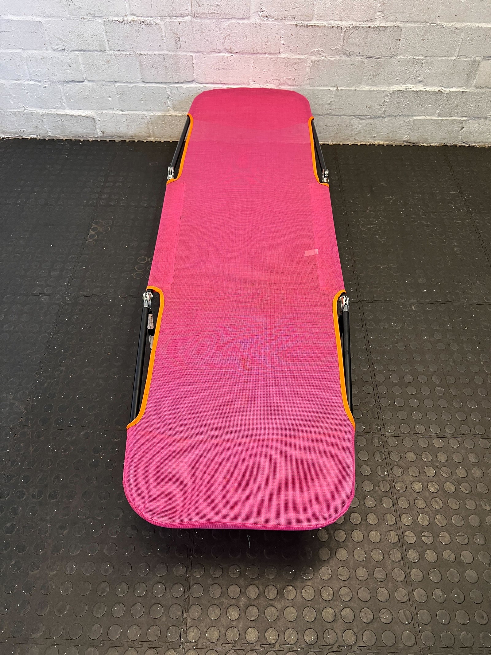 Vibrant Pink Portable Folding Lounge Chair with Minor Wear