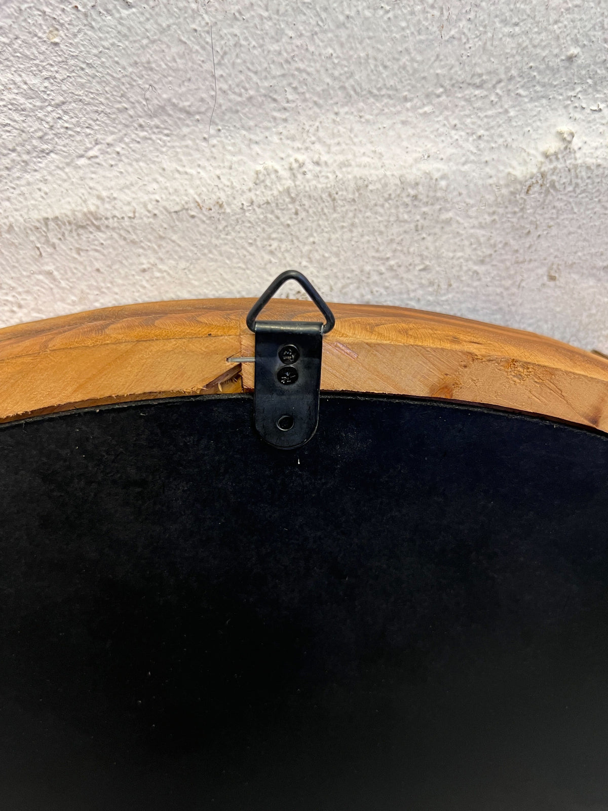 Chic Round Wooden Mirror with Natural Finish - Minor Imperfections