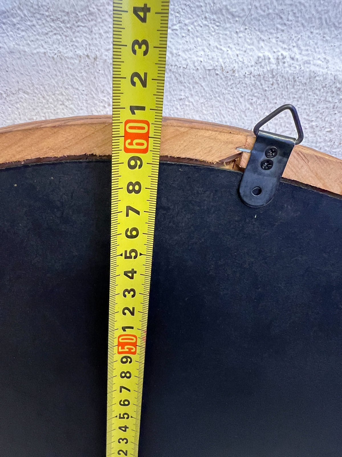 Chic Round Wooden Mirror with Natural Finish - Minor Imperfections