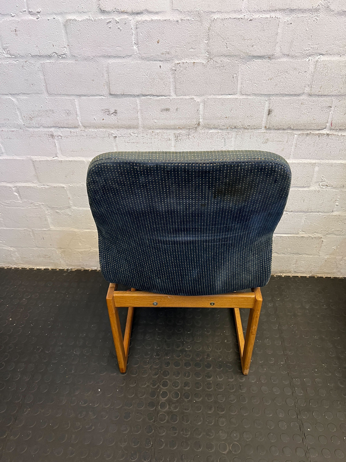 Vintage Green Upholstered Wooden Chair with Minor Wear
