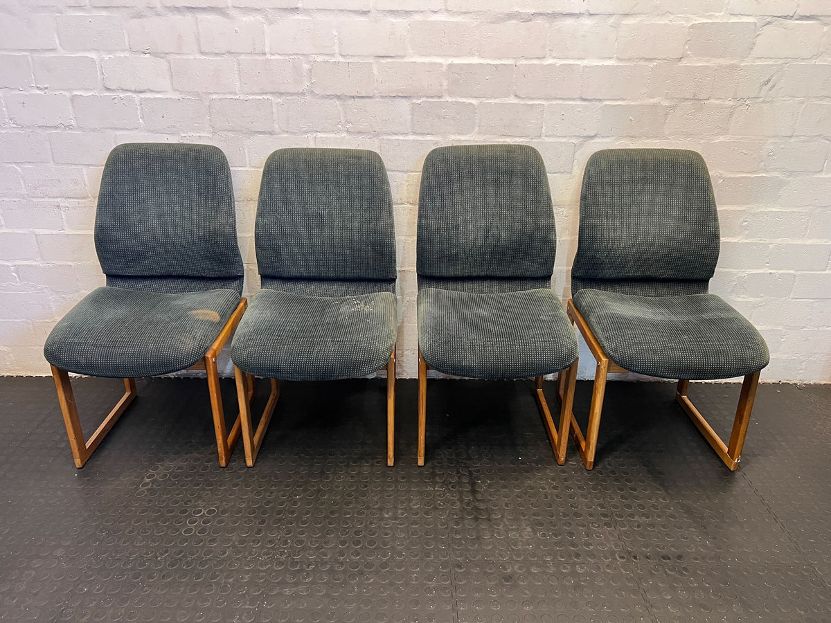 Vintage Green Upholstered Wooden Chair with Minor Wear