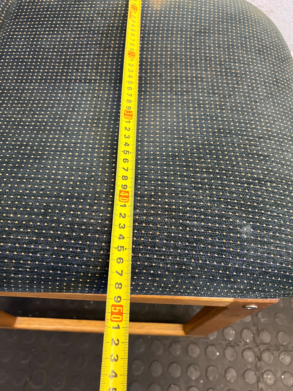 Vintage Green Upholstered Wooden Chair with Minor Wear