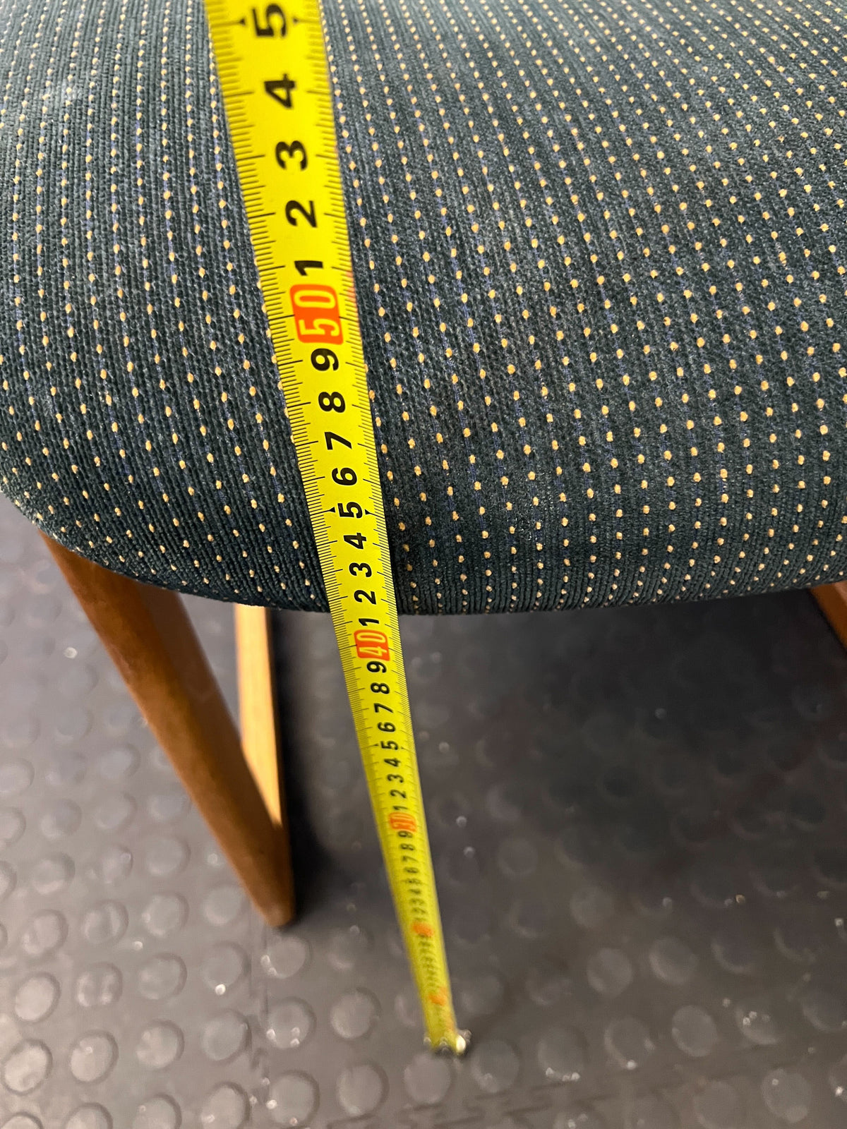 Vintage Green Upholstered Wooden Chair with Minor Wear