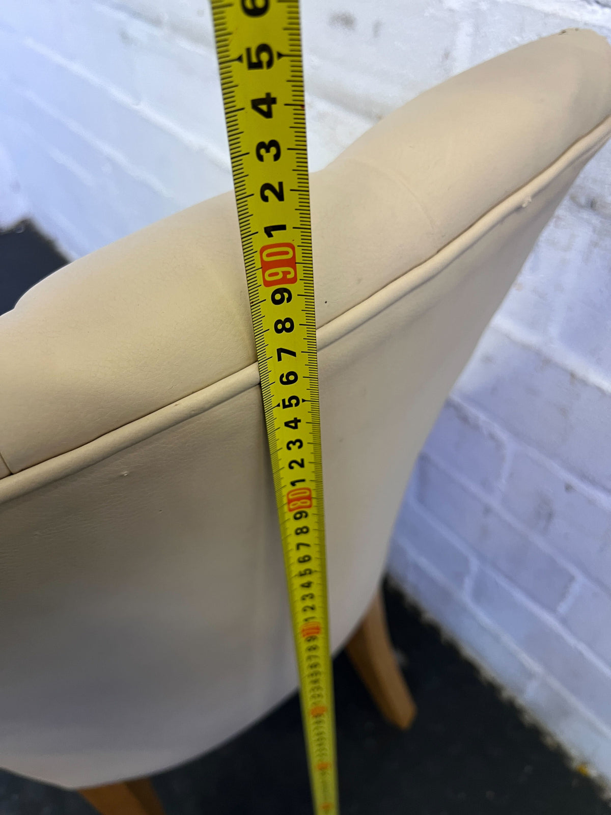 Elegant Cream Upholstered Dining Chair with Oak Legs - Minor Wear - PRICE DROP