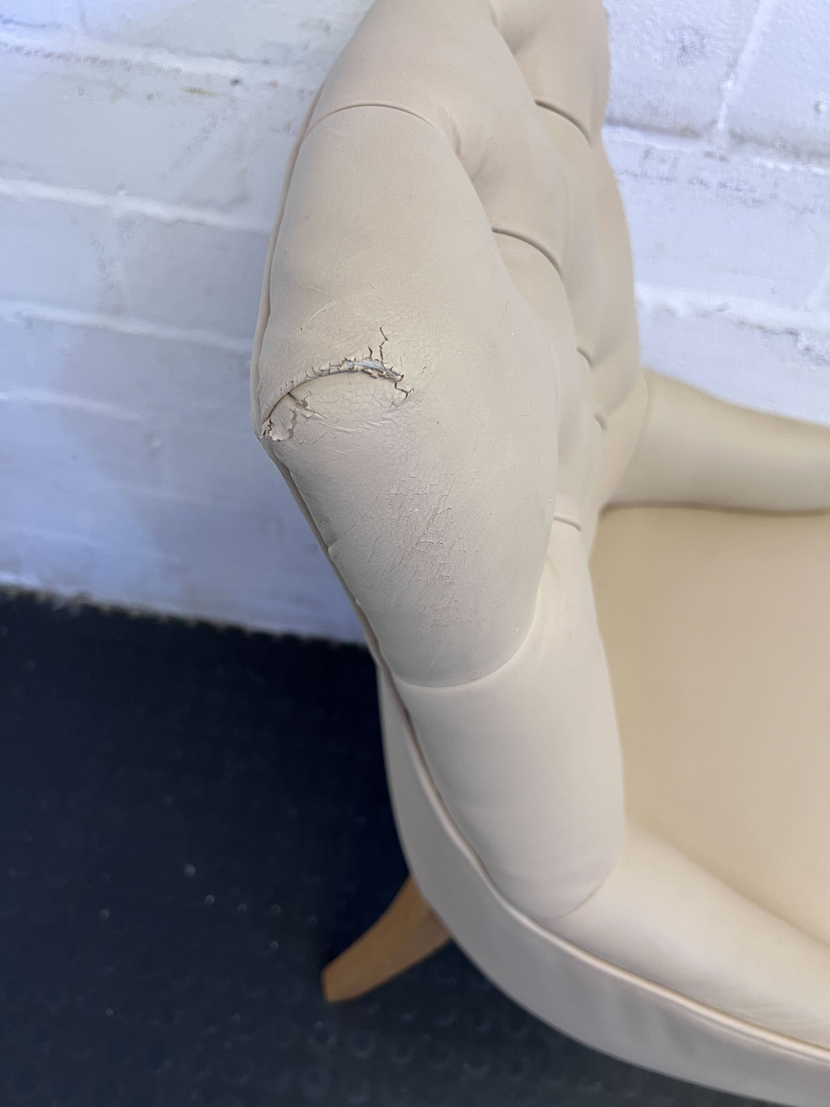 Elegant Cream Upholstered Dining Chair with Oak Legs - Minor Wear - PRICE DROP