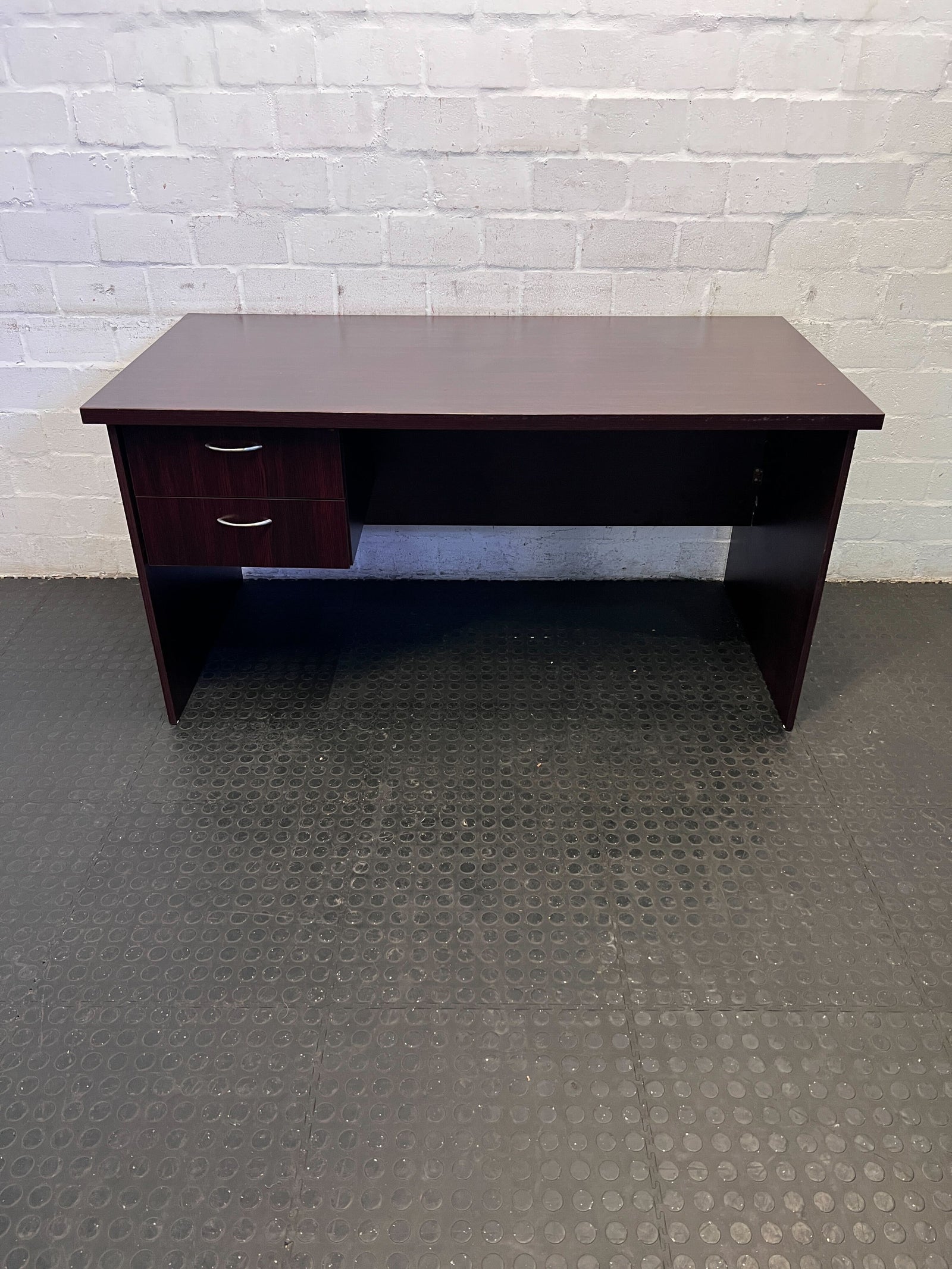 Stylish Dark Brown Wooden Desk with Drawer – Minor Wear
