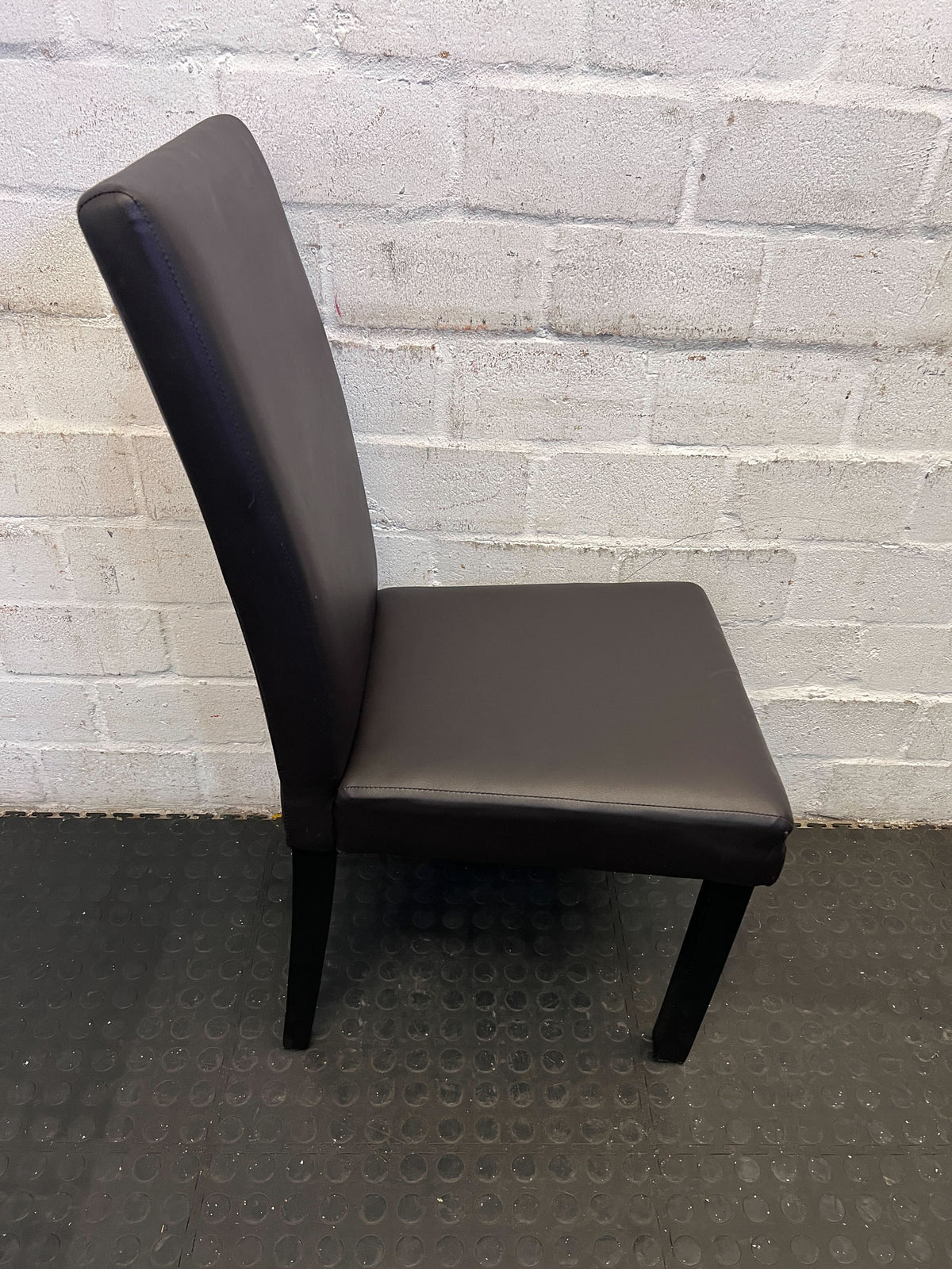 Sleek Black Faux Leather Dining Chair with Minor Surface Wear - PRICE DROP - 2ndhandwarehouse.com