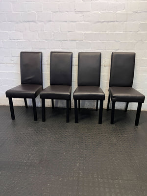 Sleek Black Faux Leather Dining Chair with Minor Surface Wear - PRICE DROP - 2ndhandwarehouse.com