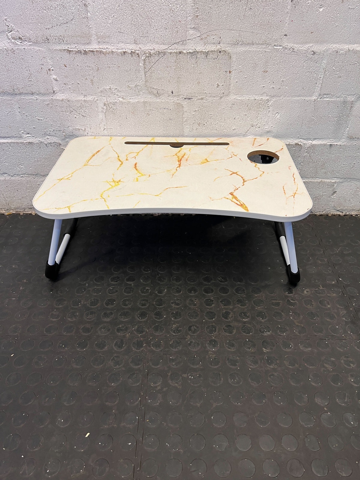 Portable Marble-Effect Laptop Table with Cup Holder - Minor Scratches