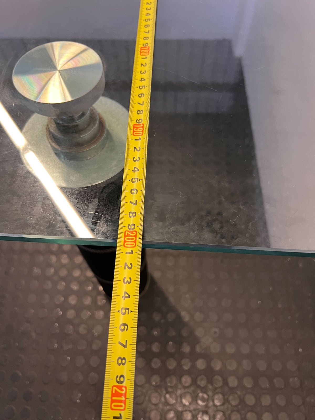 Stylish Glass-Top Dining Table with Black Metal Base – Minor Scratches - REDUCED - 2ndhandwarehouse.com