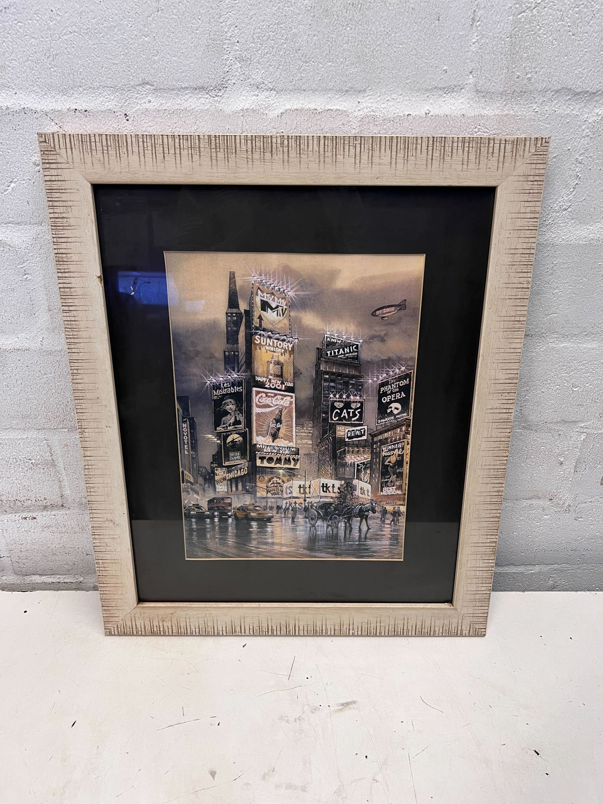 Framed Vintage Theatre Poster Print in Distressed Cream Frame - 2ndhandwarehouse.com