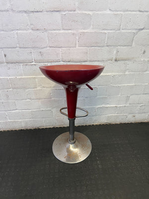 Retro Red Bar Stool with Chrome Base - Minor Rust - 2ndhandwarehouse.com