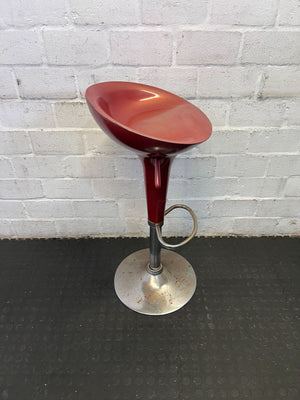 Retro Red Bar Stool with Chrome Base - Minor Rust - 2ndhandwarehouse.com