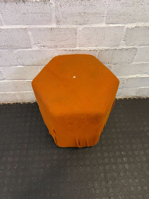 Stylish Orange Fabric Pouffe – Unique Shape with Minor Wear