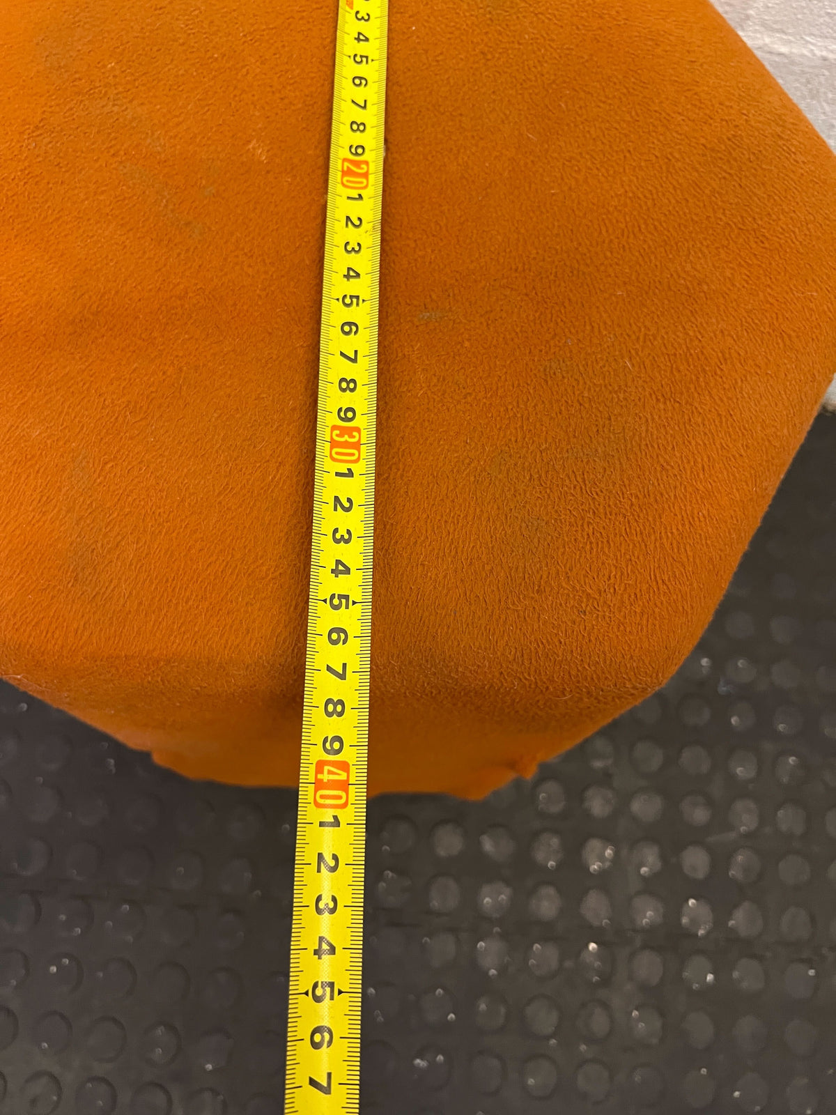 Stylish Orange Fabric Pouffe – Unique Shape with Minor Wear