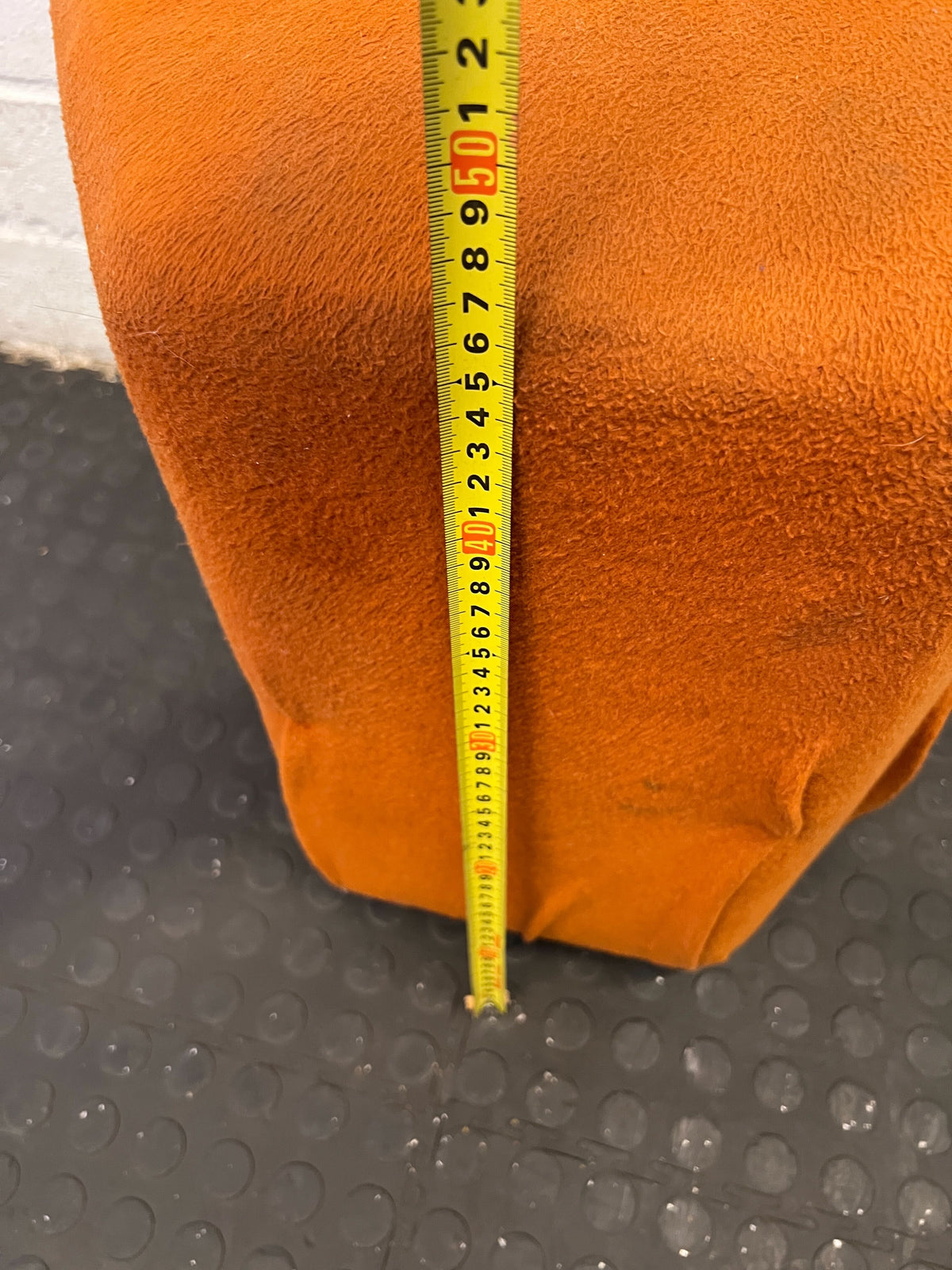 Stylish Orange Fabric Pouffe – Unique Shape with Minor Wear