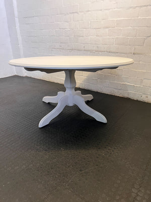 Chic White Round Dining Table with Elegant Pedestal Base - REDUCED - 2ndhandwarehouse.com