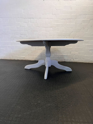 Chic White Round Dining Table with Elegant Pedestal Base - REDUCED - 2ndhandwarehouse.com