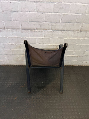 Sturdy Black Metal Outdoor Chair with Mesh Seat – Minor Wear