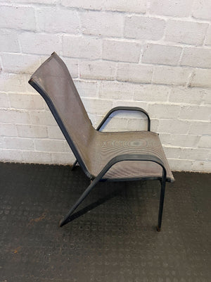 Sturdy Black Metal Outdoor Chair with Mesh Seat – Minor Wear