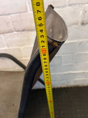 Sturdy Black Metal Outdoor Chair with Mesh Seat – Minor Wear