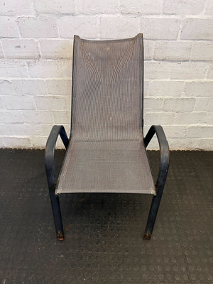 Sturdy Black Metal Outdoor Chair with Mesh Seat – Minor Wear