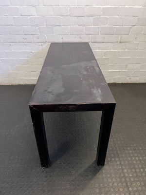 Rectangular Black Wooden Table with Wear