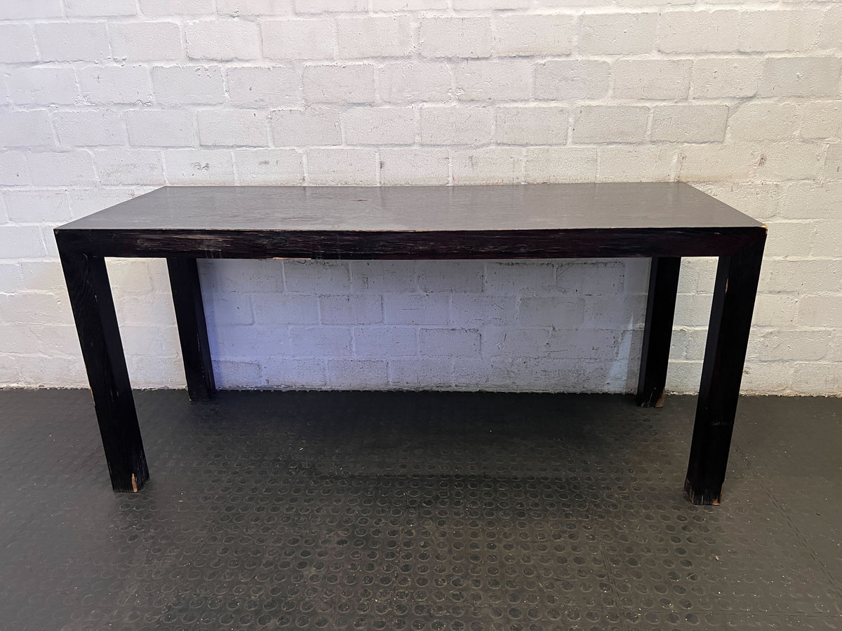 Rectangular Black Wooden Table with Wear