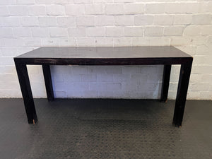 Rectangular Black Wooden Table with Wear