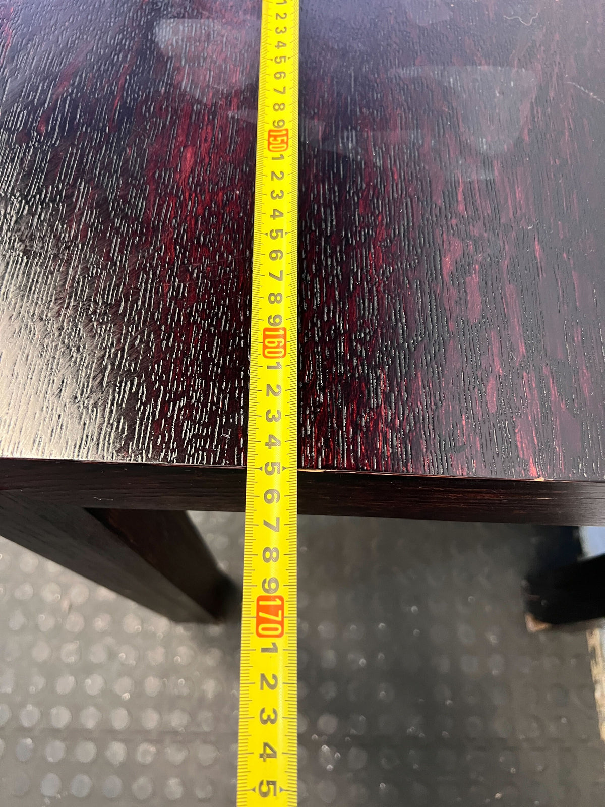 Rectangular Black Wooden Table with Wear